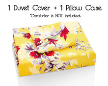 Load image into Gallery viewer, Bedding Sunshine Yellow Hummingbirds Floral Duvet Cover Set w/ Pillow Cases (JHW-925)