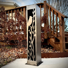 Load image into Gallery viewer, XL Cardinal at Dusk Luminary Pillar w/ Solar Cap | Steel