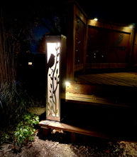 Load image into Gallery viewer, XL Cardinal at Dusk Luminary Pillar w/ Solar Cap | Steel
