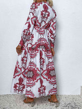 Load image into Gallery viewer, Mykonos Florals Printed Tie Waist Notched Neck Midi Dress
