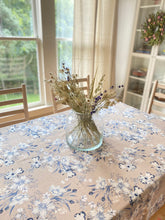 Load image into Gallery viewer, Anemone & Jasmine Garden linen blend tablecloth 50x72 in. rectangle