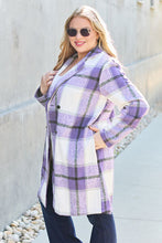Load image into Gallery viewer, Peony Pink Plaid Coat - Double Take Full Size Button Up Lapel Collar Coat