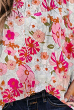 Load image into Gallery viewer, Winter Whimsy Floral Round Neck Balloon Sleeve Blouse