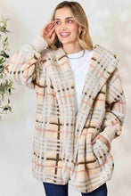 Load image into Gallery viewer, I’m a softy jacket - H&T Checked Faux Fur Hooded Jacket