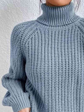 Load image into Gallery viewer, Winter Gathering Full Size Turtleneck Rib-Knit Slit Sweater