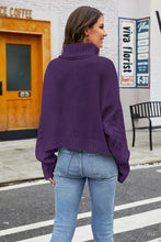 Load image into Gallery viewer, Rose pink Turtleneck Cable-Knit  Long Sleeve Sweater