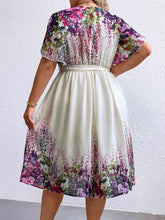 Load image into Gallery viewer, Secret Garden - Plus Size Floral Tie Waist Surplice Neck Dress