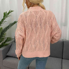 Load image into Gallery viewer, Juliet Peach - Cable-Knit Mock Neck Long Sleeve Sweater