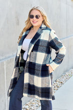Load image into Gallery viewer, Peony Pink Plaid Coat - Double Take Full Size Button Up Lapel Collar Coat
