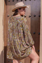Load image into Gallery viewer, Plus Size Printed V-Neck Long Sleeve Midi Dress