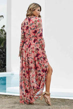 Load image into Gallery viewer, Floral Frill Trim Flounce Sleeve Plunge Maxi Dress