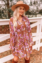 Load image into Gallery viewer, Floral Flounce Sleeve Tiered Dress