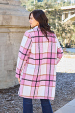 Load image into Gallery viewer, Peony Pink Plaid Coat - Double Take Full Size Button Up Lapel Collar Coat