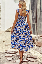 Load image into Gallery viewer, Printed Smocked Tie Shoulder Dress