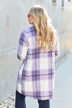 Load image into Gallery viewer, Peony Pink Plaid Coat - Double Take Full Size Button Up Lapel Collar Coat