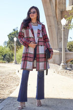 Load image into Gallery viewer, Peony Pink Plaid Coat - Double Take Full Size Button Up Lapel Collar Coat