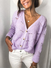 Load image into Gallery viewer, Garden Gate Cardigan Openwork Button Up Long Sleeve Cardigan