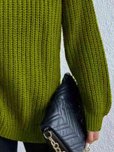 Load image into Gallery viewer, Winter Gathering Full Size Turtleneck Rib-Knit Slit Sweater