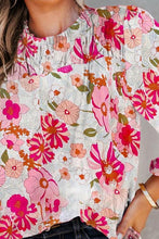 Load image into Gallery viewer, Winter Whimsy Floral Round Neck Balloon Sleeve Blouse