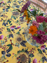 Load image into Gallery viewer, Sunflower & Daisy Garden Floral Linen Blend Tablecloth 50 x 72 in. Rectangle