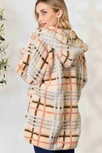 Load image into Gallery viewer, I’m a softy jacket - H&T Checked Faux Fur Hooded Jacket
