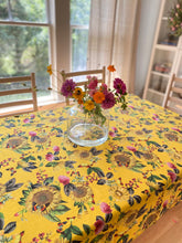 Load image into Gallery viewer, Sunflower & Daisy Garden Floral Linen Blend Tablecloth 50 x 72 in. Rectangle
