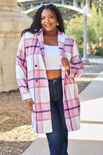 Load image into Gallery viewer, Peony Pink Plaid Coat - Double Take Full Size Button Up Lapel Collar Coat