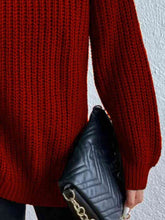 Load image into Gallery viewer, Winter Gathering Full Size Turtleneck Rib-Knit Slit Sweater