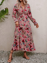 Load image into Gallery viewer, Floral Frill Trim V-Neck Maxi Dress