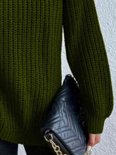 Load image into Gallery viewer, Winter Gathering Full Size Turtleneck Rib-Knit Slit Sweater