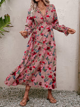 Load image into Gallery viewer, Floral Frill Trim V-Neck Maxi Dress