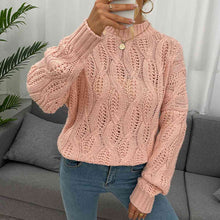 Load image into Gallery viewer, Juliet Peach - Cable-Knit Mock Neck Long Sleeve Sweater