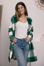 Load image into Gallery viewer, Peony Pink Plaid Coat - Double Take Full Size Button Up Lapel Collar Coat