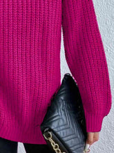 Load image into Gallery viewer, Winter Gathering Full Size Turtleneck Rib-Knit Slit Sweater