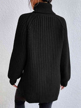 Load image into Gallery viewer, Winter Gathering Full Size Turtleneck Rib-Knit Slit Sweater