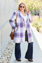 Load image into Gallery viewer, Peony Pink Plaid Coat - Double Take Full Size Button Up Lapel Collar Coat