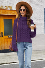 Load image into Gallery viewer, Rose pink Turtleneck Cable-Knit  Long Sleeve Sweater
