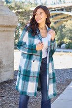 Load image into Gallery viewer, Peony Pink Plaid Coat - Double Take Full Size Button Up Lapel Collar Coat