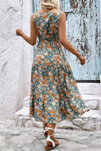 Load image into Gallery viewer, Floral V-Neck Tiered Sleeveless Dress