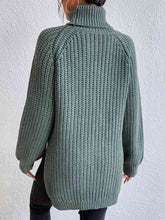 Load image into Gallery viewer, Winter Gathering Full Size Turtleneck Rib-Knit Slit Sweater
