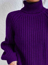 Load image into Gallery viewer, Winter Gathering Full Size Turtleneck Rib-Knit Slit Sweater