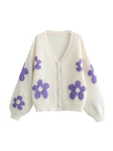 Load image into Gallery viewer, Sweat little Daisy Floral Button Up V-Neck Cardigan