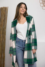 Load image into Gallery viewer, Peony Pink Plaid Coat - Double Take Full Size Button Up Lapel Collar Coat