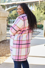 Load image into Gallery viewer, Peony Pink Plaid Coat - Double Take Full Size Button Up Lapel Collar Coat