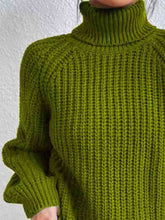 Load image into Gallery viewer, Winter Gathering Full Size Turtleneck Rib-Knit Slit Sweater