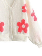 Load image into Gallery viewer, Sweat little Daisy Floral Button Up V-Neck Cardigan
