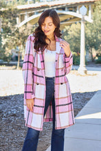 Load image into Gallery viewer, Peony Pink Plaid Coat - Double Take Full Size Button Up Lapel Collar Coat