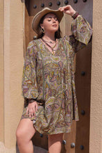 Load image into Gallery viewer, Plus Size Printed V-Neck Long Sleeve Midi Dress