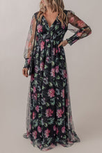 Load image into Gallery viewer, Winter evening Somcked Floral V-Neck Long Sleeve Dress