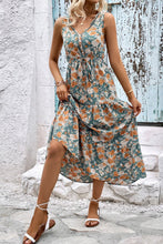 Load image into Gallery viewer, Floral V-Neck Tiered Sleeveless Dress